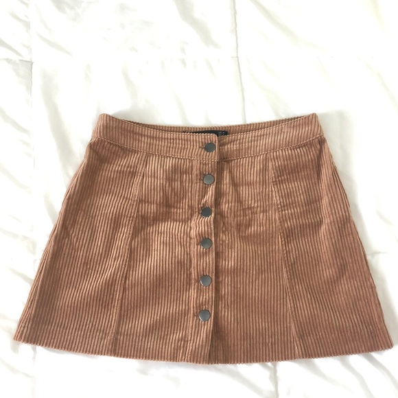 Zara Tan/Brown Corduroy Mini skirt - Picture 2 of 4